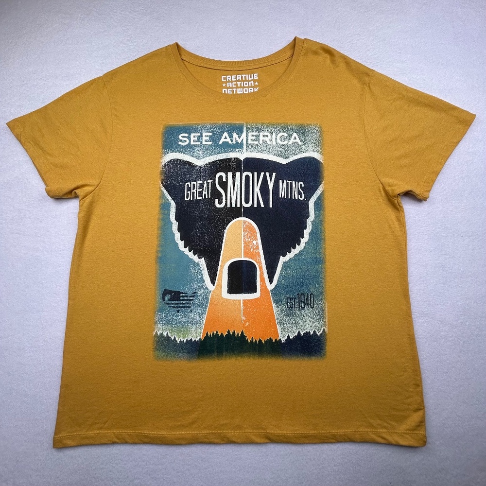 ‘See America Great Smoky Mountains’ Travel Retro Outdoors Hiking T-shirt XXL